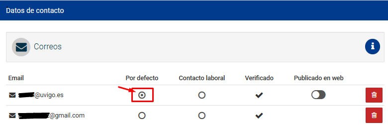 Engadir correo por defecto