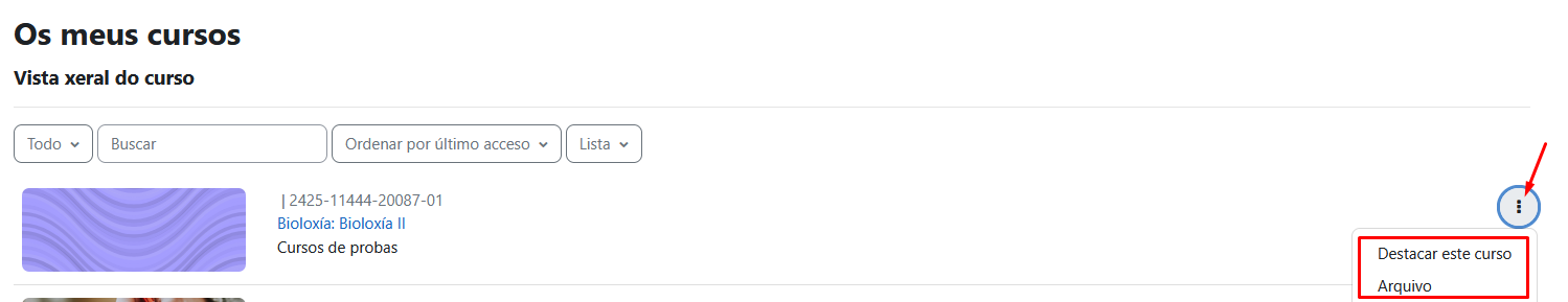Destacar e arquivo de curso