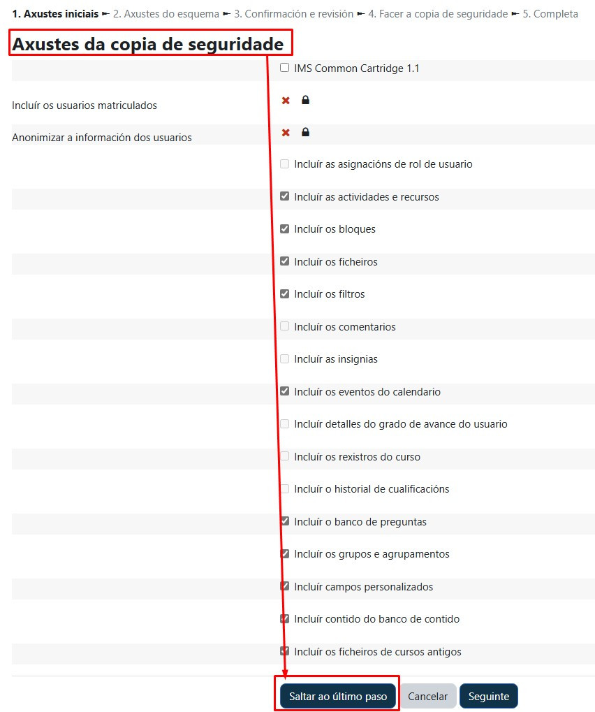 Saltar ao último paso