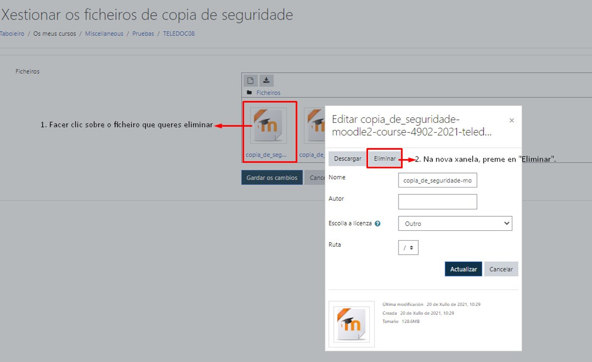 Eliminar copia de seguridade