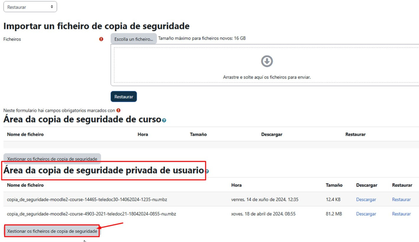 xestionar copias de seguridade