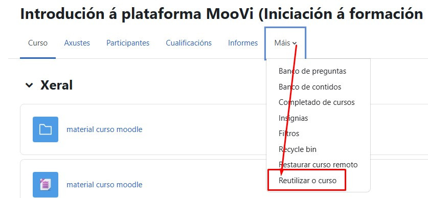 Reutilizar o curso