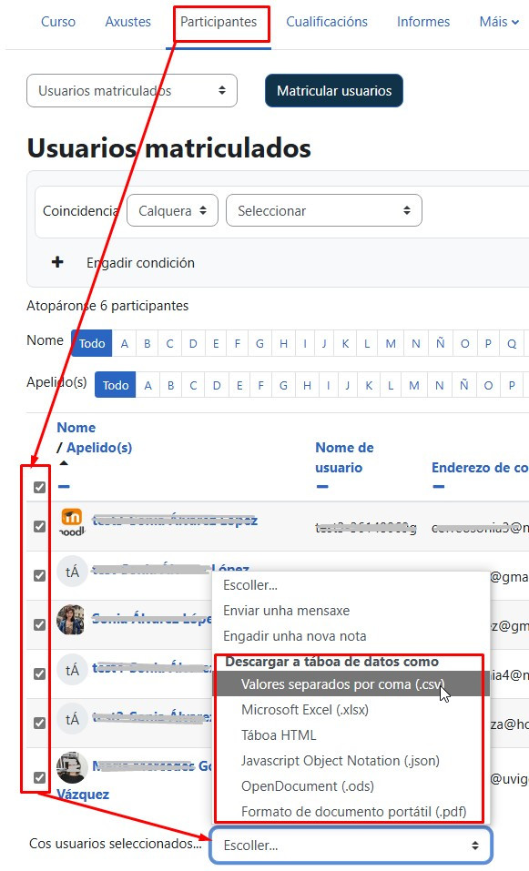 Descargar particpantes